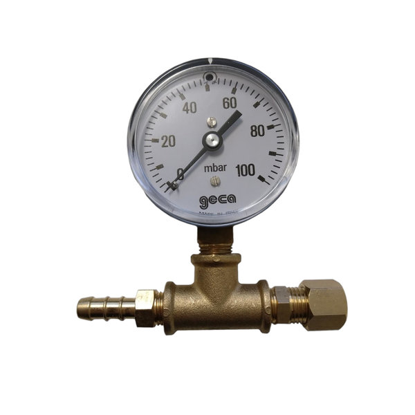 Lage druk manometer 0 - 100 millibar met 1/4 buiten aansluiting