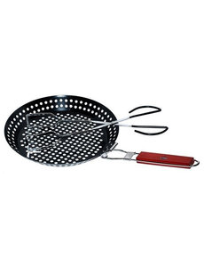  Grillpan/topper met RVS barbecue tang set