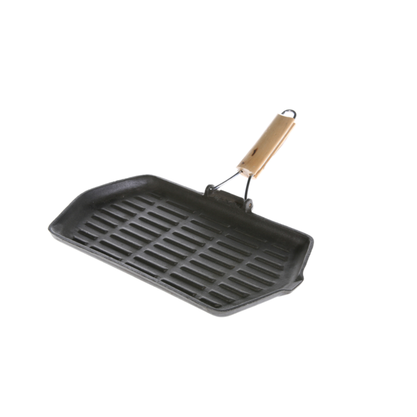 Mustang gietijzeren grill pan met steel en schenktuit