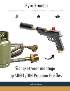  Pyro Grill Gun - Heetstoker voor BBQ of kampvuur - Set met slang tbv Propaanfles