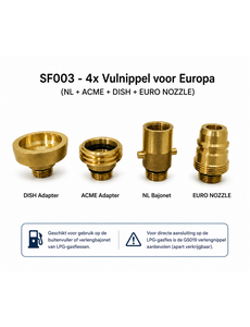  LPG vuladapters voor Europa – losse vulnippels, sets en verloopstukken