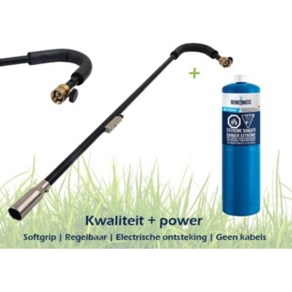 Onkruidbrander met piëzo ontsteking en ergonomische handgreep – INCLUSIEF gasfles – kampvuur brander