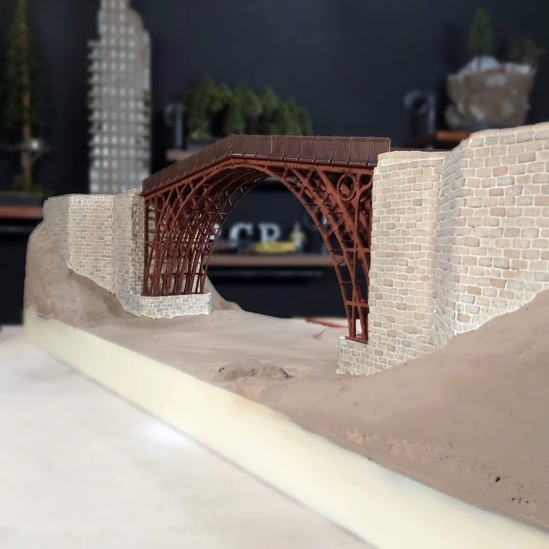 The miniature bridge model in the workshop