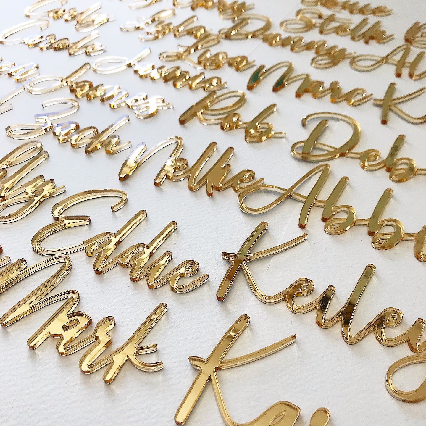 Names cut out of acrylic with a laser cutter