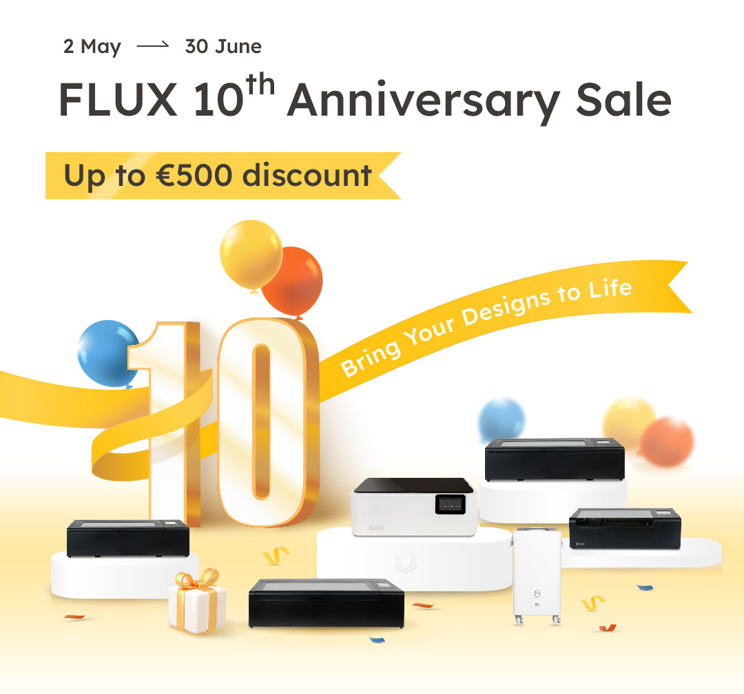 From May 2 until June 30 it is FLUX 10th Anniversary Sale with up to €500 discount
