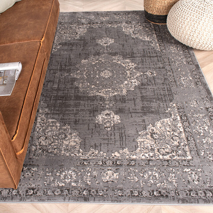 Teppich Vintage - Deep Medaillon Taupe Grau