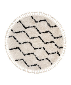 Teppich Hochflor Rund - Grand Wire Weave Creme Schwarz