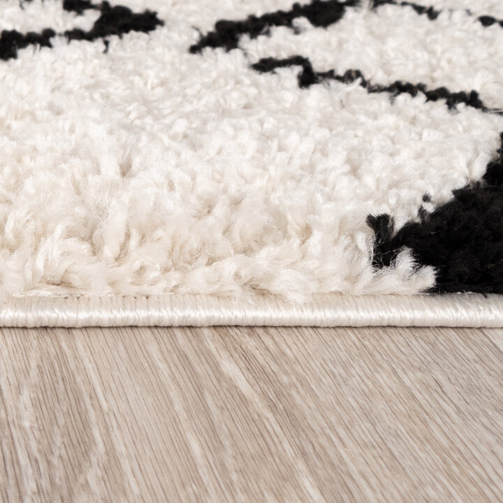 Teppich Hochflor - Grand Diamond Weave Creme Schwarz