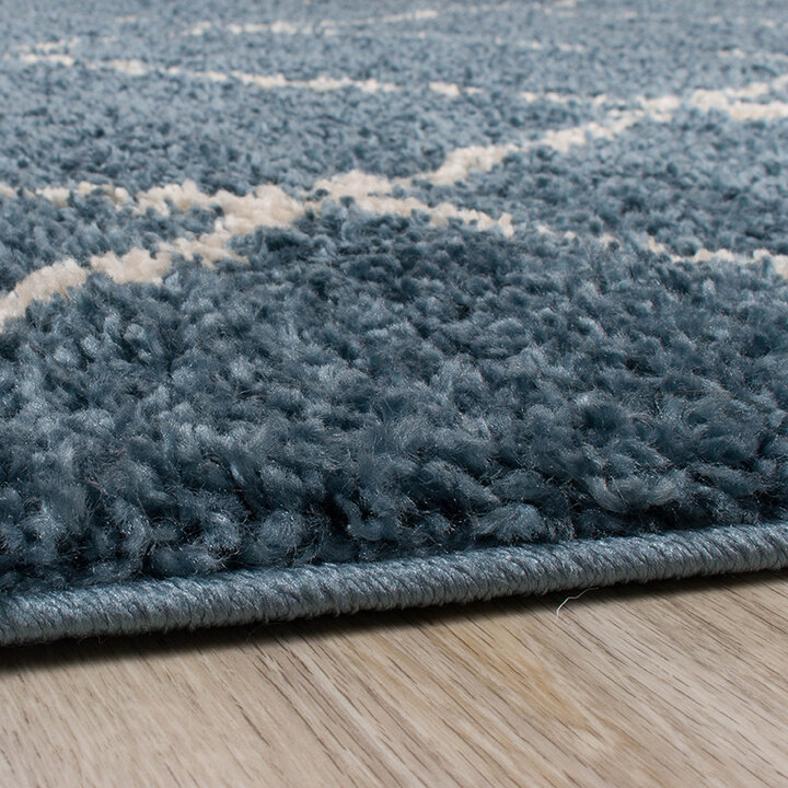 Teppich Hochflor - Grand Lines Blau Creme