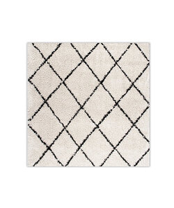 Teppich Hochflor Quadrat - Grand Lines Creme Schwarz