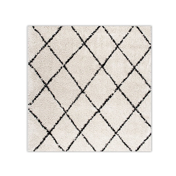 Teppich Hochflor Quadrat - Grand Lines Creme Schwarz - sfeer