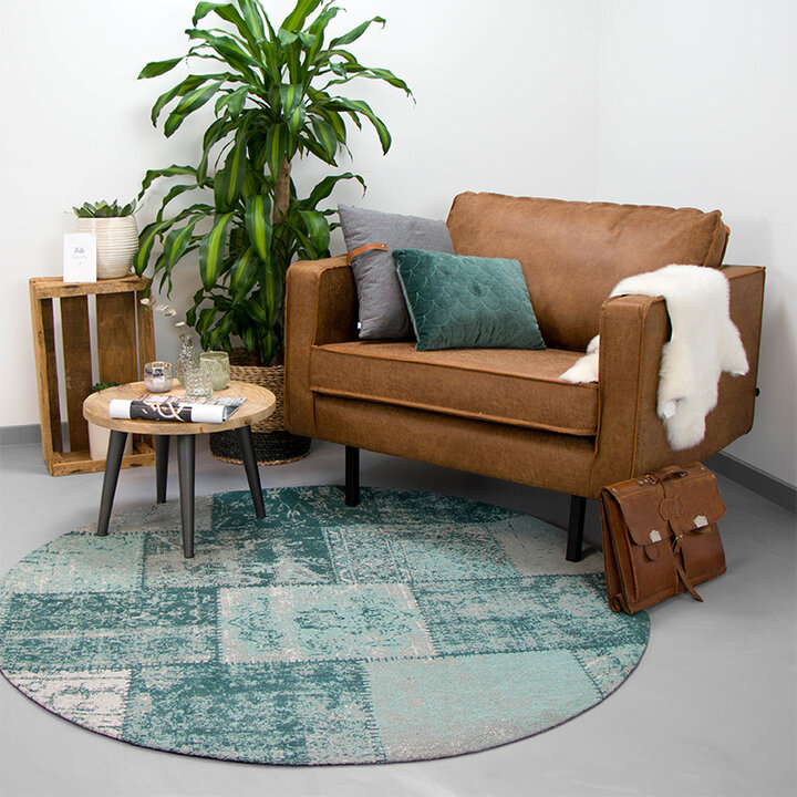 Teppich Patchwork Rund - Dreams Mint Türkis