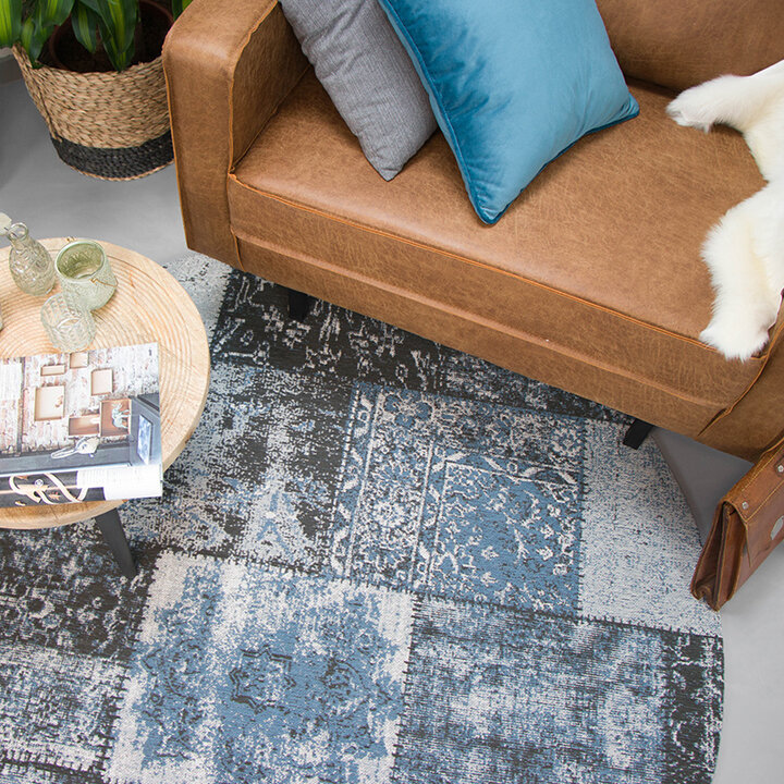 Teppich Patchwork Rund - Dreams Grau Blau