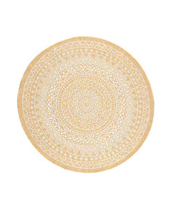 In- & Outdoor Teppich Rund - Summer Azteca Gelb