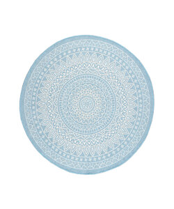 In- & Outdoor Teppich Rund - Summer Azteca Hellblau