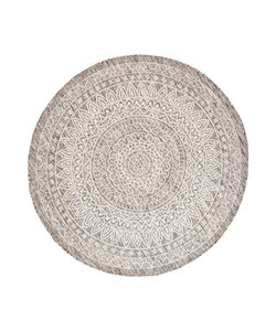 In- & Outdoor Teppich Rund - Summer Azteca Hellgrau