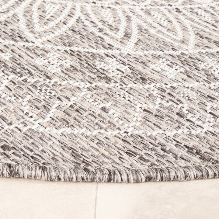 In- & Outdoor Teppich Rund - Summer Azteca Hellgrau