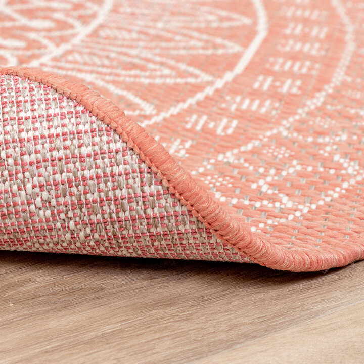 In- & Outdoor Teppich Rund - Summer Azteca Rosa