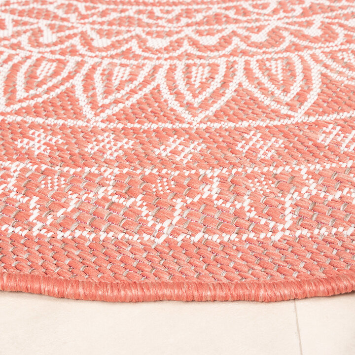 In- & Outdoor Teppich Rund - Summer Azteca Rosa