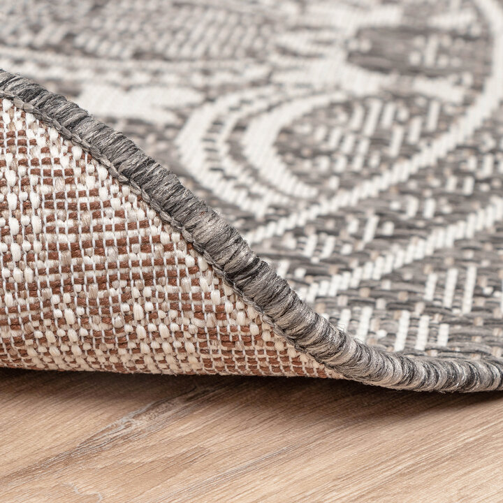 In- & Outdoor Teppich Rund - Summer Oriental Grau