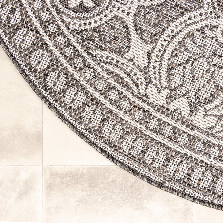 In- & Outdoor Teppich Rund - Summer Oriental Grau