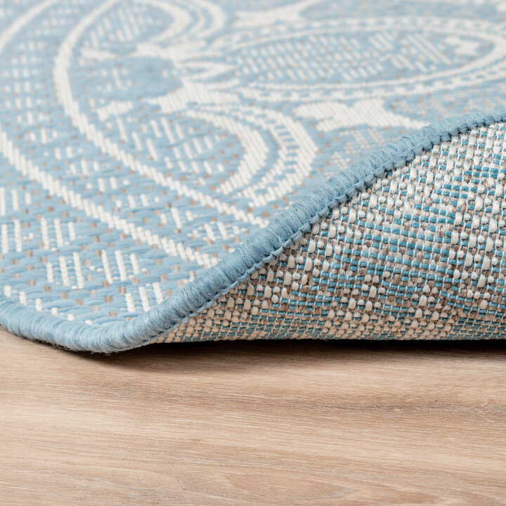 In- & Outdoor Teppich Rund - Summer Oriental Hellblau