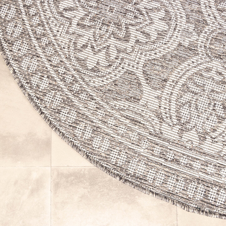 In- & Outdoor Teppich Rund - Summer Oriental Hellgrau