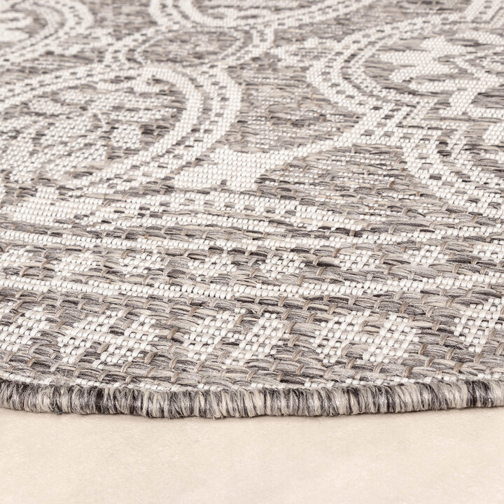 In- & Outdoor Teppich Rund - Summer Oriental Hellgrau