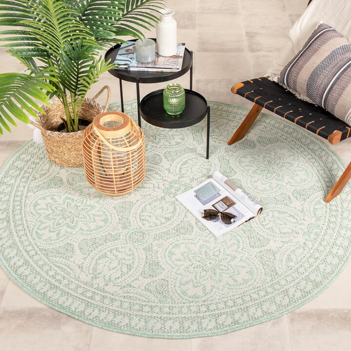 In- & Outdoor Teppich Rund - Summer Oriental Mint