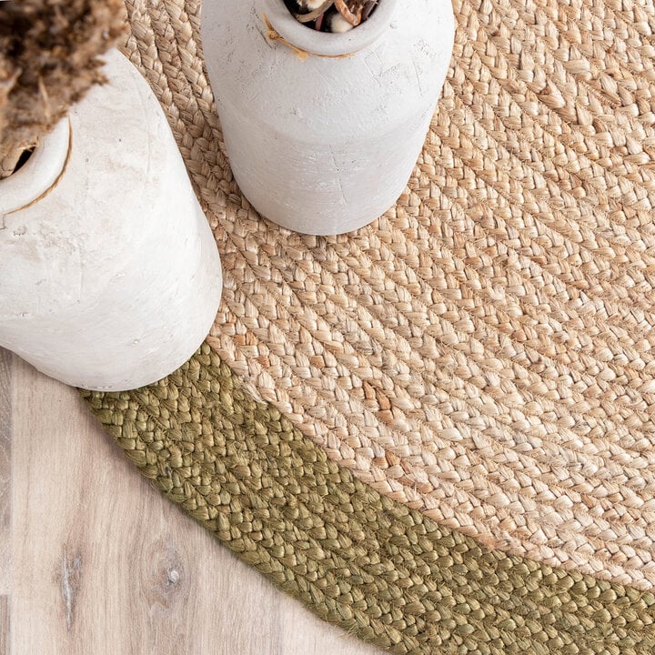 Jute Teppich Rund - Fair Natur Grün