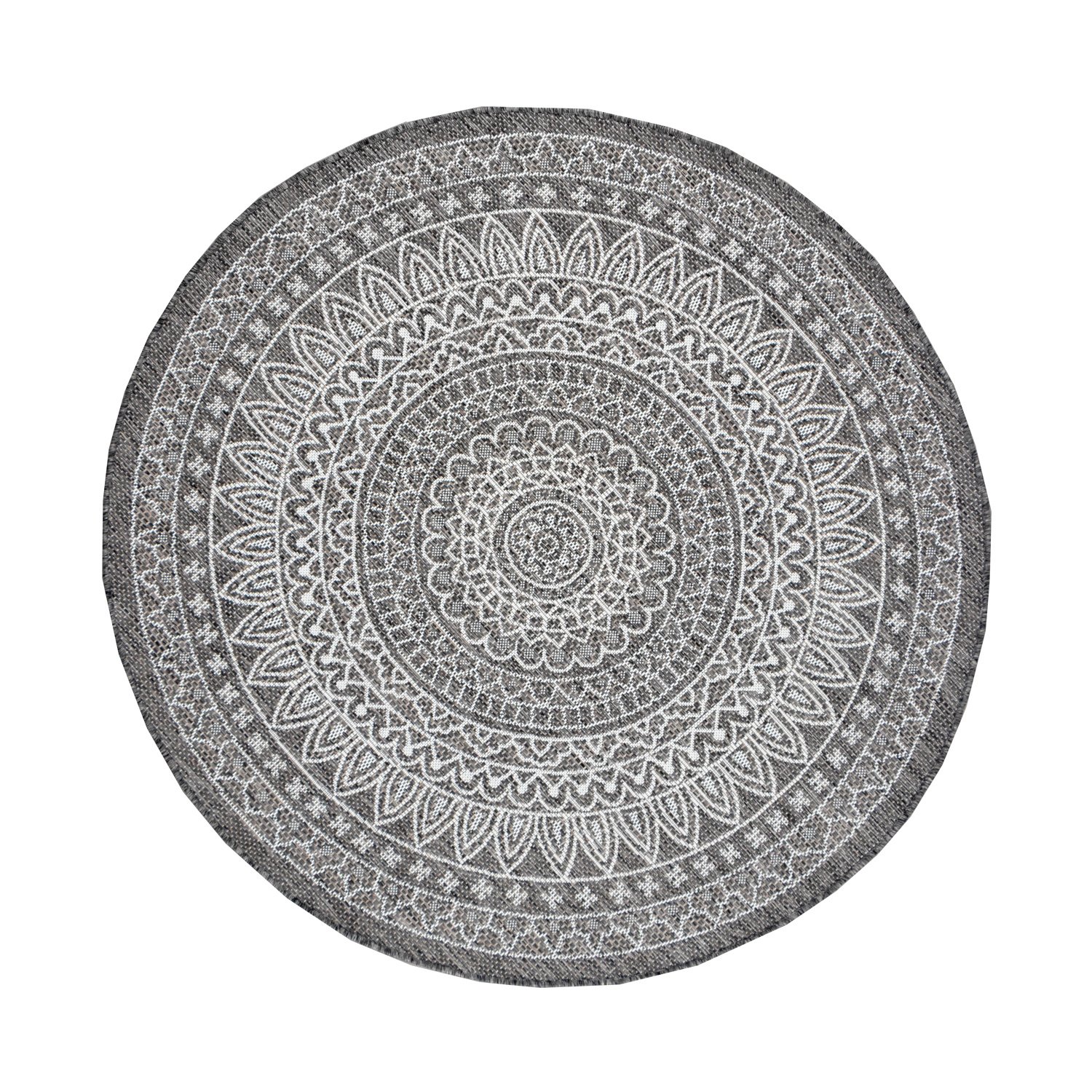 In- & Outdoor Teppich Rund - Summer Azteca Grau - sfeer