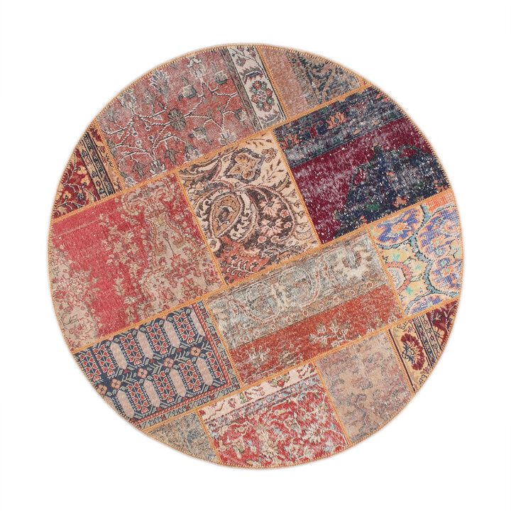 Teppich Patchwork Rund - Moods Rot No.16