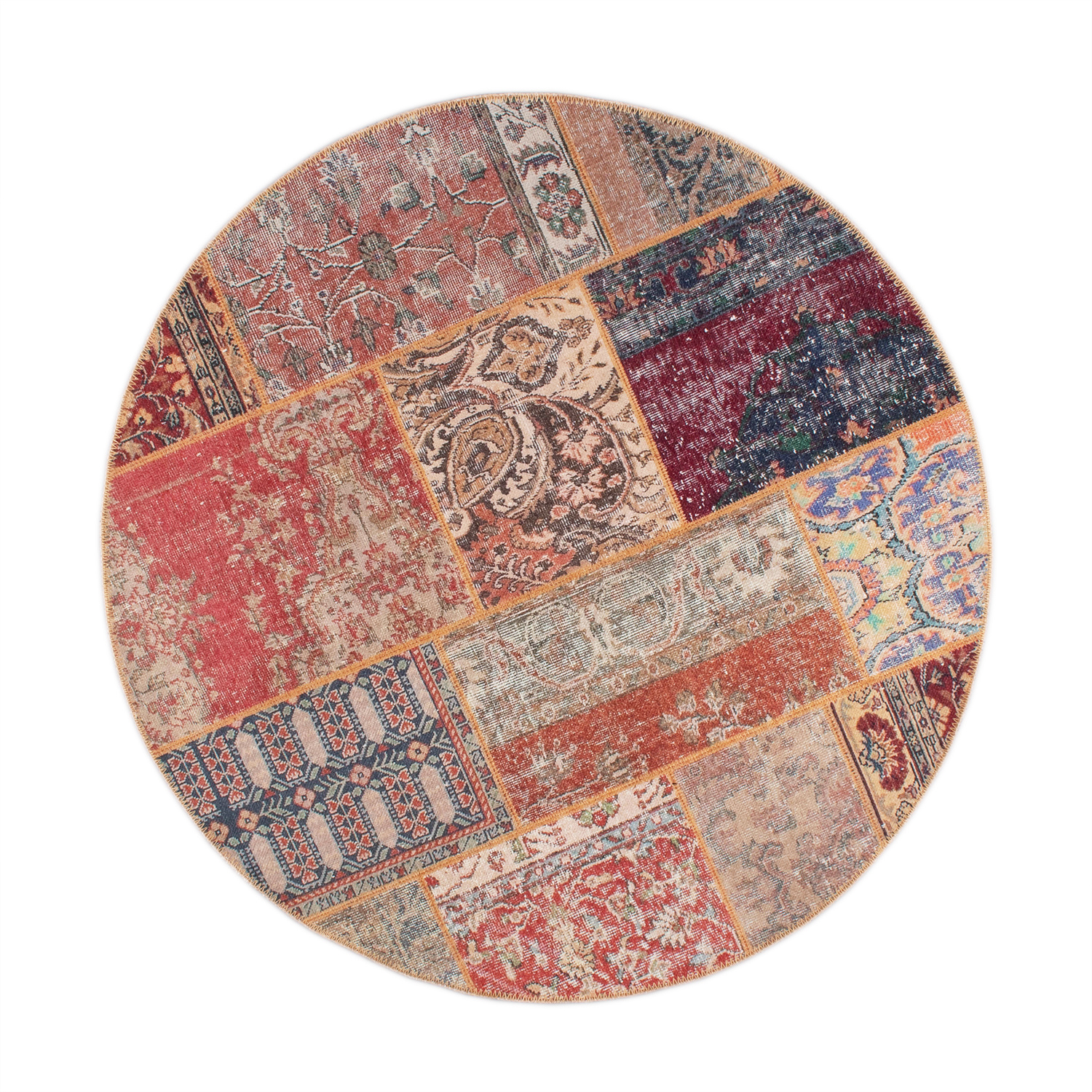 Teppich Patchwork Rund - Moods Rot No.16 - sfeer