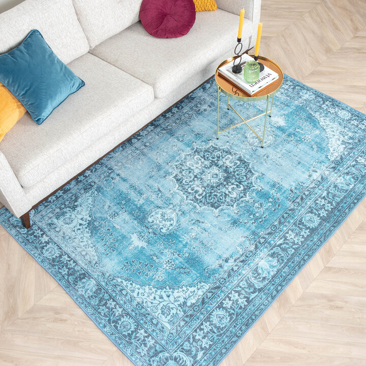 Teppich Vintage - Estate Medaillon Hellblau