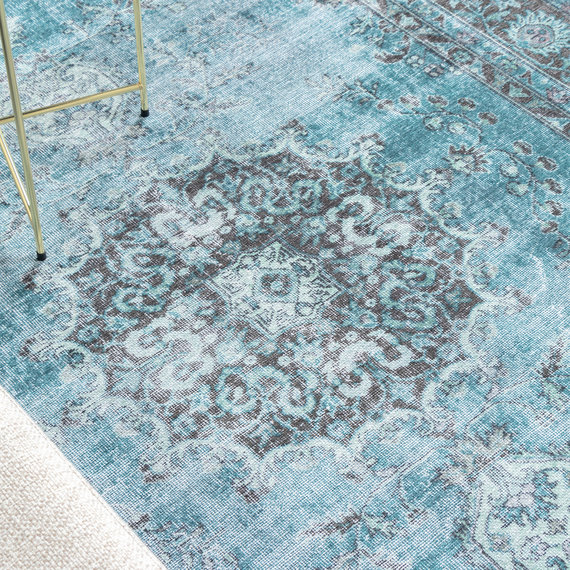 FRAAI | Home & Living Teppich Vintage - Estate Medaillon Blau Grün