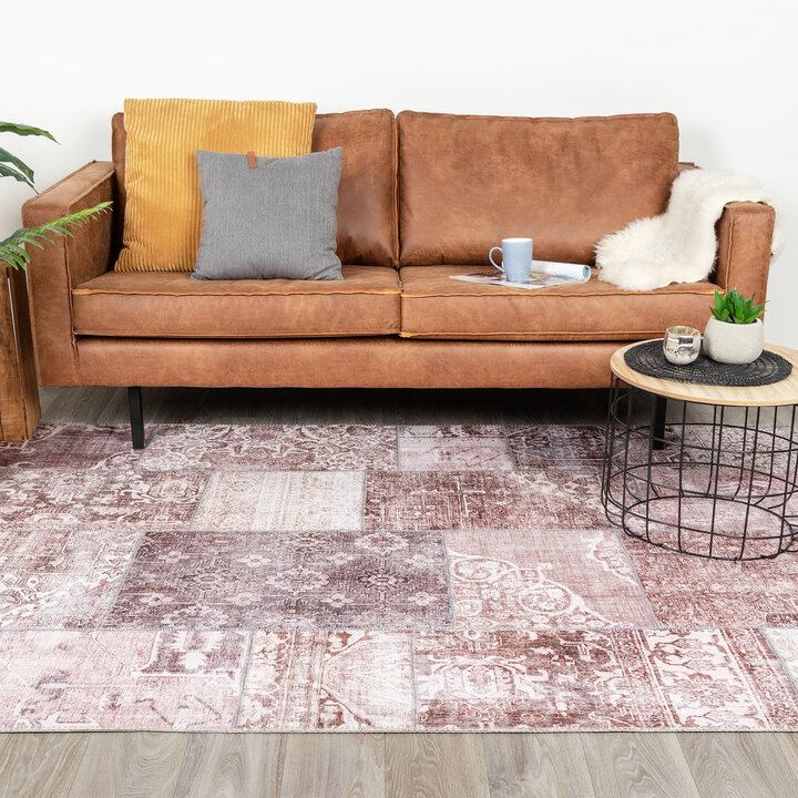 Patchwork Teppich - Lago Rot Rosa