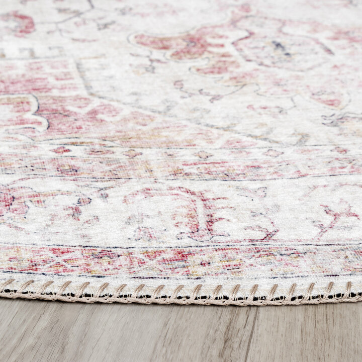 Teppich Vintage Rund - Lago Rot Rosa
