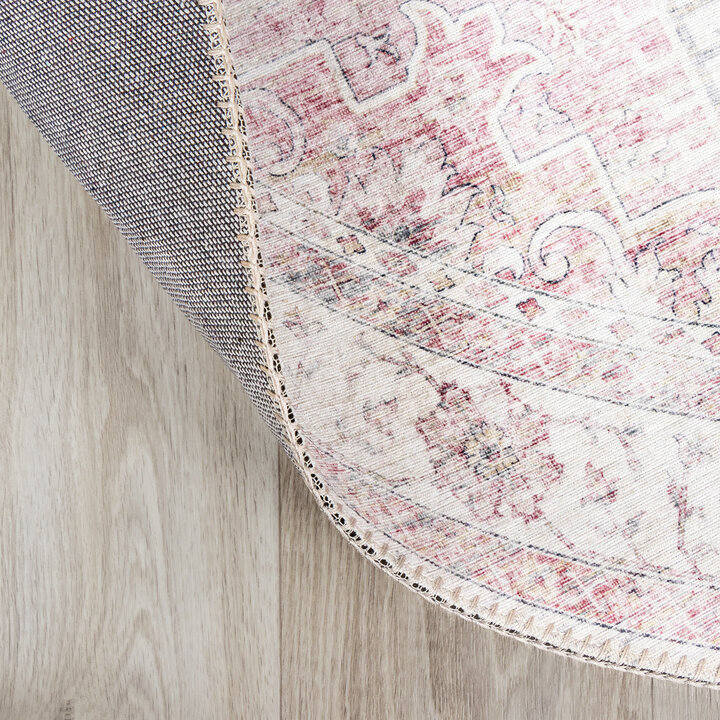 Teppich Vintage Rund - Lago Rot Rosa