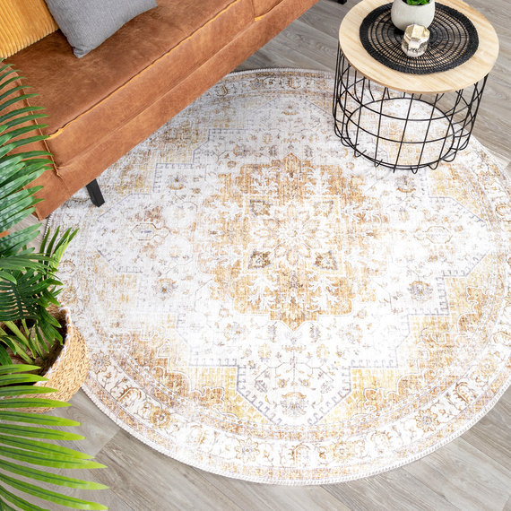 FRAAI | Home & Living Teppich Vintage Rund - Lago Gelb