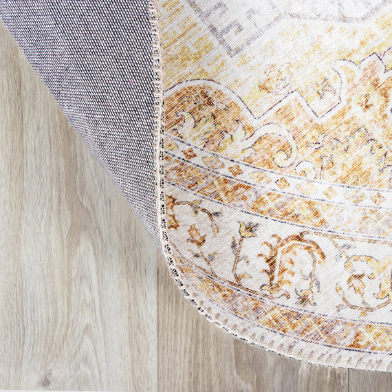 FRAAI | Home & Living Teppich Vintage Rund - Lago Gelb