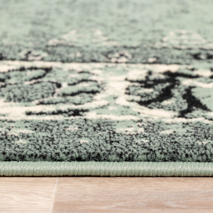 Teppich Vintage Rund - Wonder Grün Schwarz