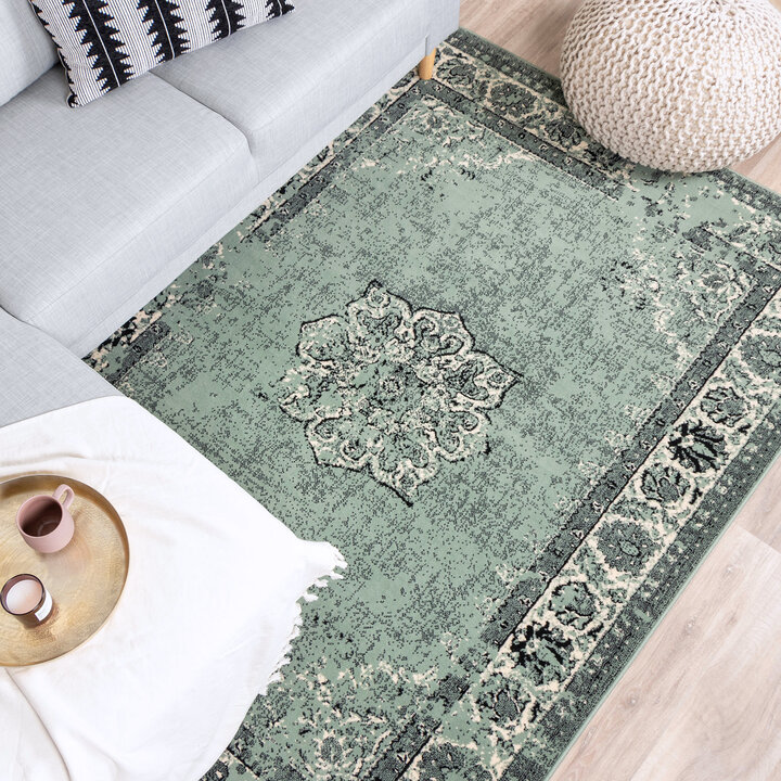 Teppich Vintage - Wonder Grün Schwarz