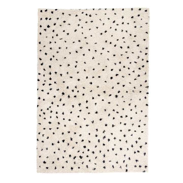 Teppich Hochflor - Grand Dots Creme Schwarz