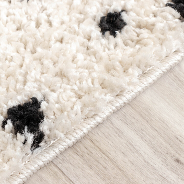 Teppich Hochflor - Grand Dots Creme Schwarz