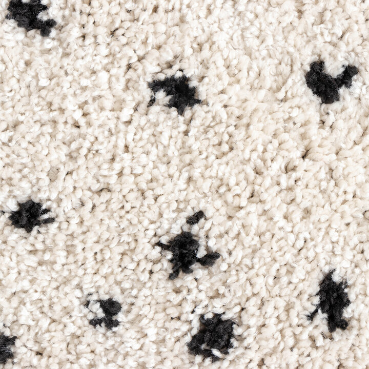 Teppich Hochflor Rund - Grand Dots Creme Schwarz