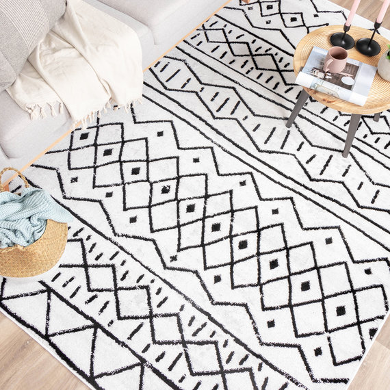 FRAAI | Home & Living Skandinavische Teppich - Scandi Stina Schwarz Weiß