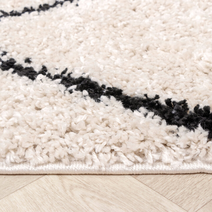 Teppich Hochflor - Sensa Lines Creme Schwarz