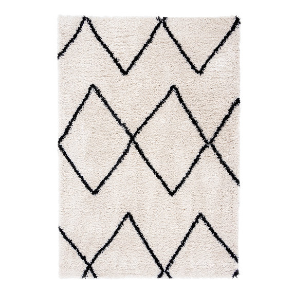 FRAAI | Home & Living Teppich Hochflor - Sensa Square Creme Schwarz