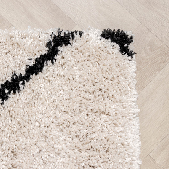 FRAAI | Home & Living Teppich Hochflor - Sensa Square Creme Schwarz