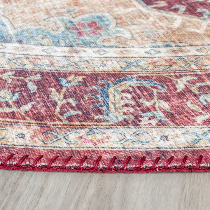 Teppich Vintage Rund - Azara Rot